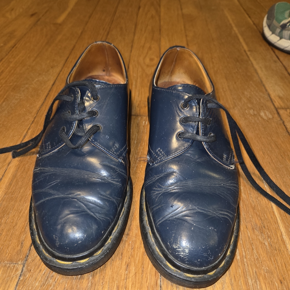 Dr Martens Navy Blue Leather 1461s Made In England Bought In Toronto In 1991